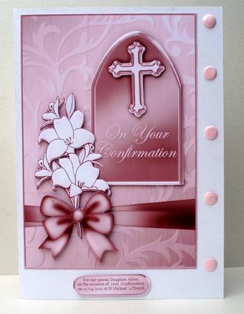 5 x 7 Confirmation Metallic Greeting with 3D Decoupage by Audrey Brown clifford