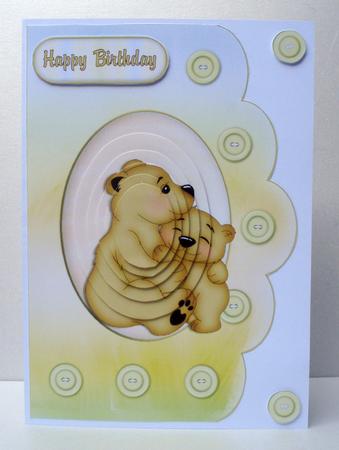 Hugs Scalloped Card Front by Audrey Brown clifford