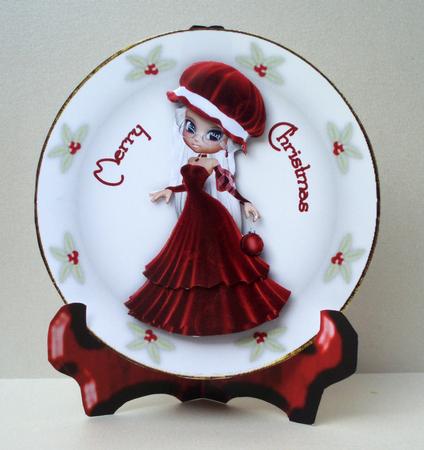 Little Miss Santa Claus Plate Card & Stand by Audrey Brown clifford