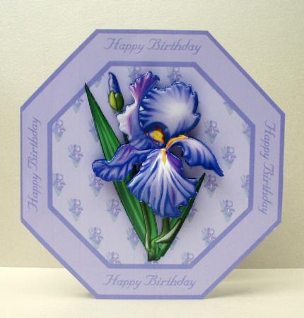 Iris Octagonal Quick Card with Decoupage by Audrey Brown clifford