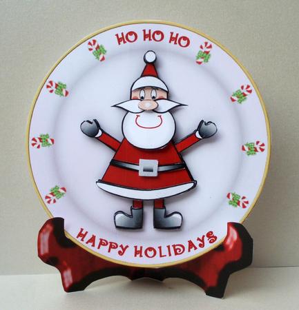 Jolly Santa Plate Card & Stand with Step by Step by Audrey Brown clifford