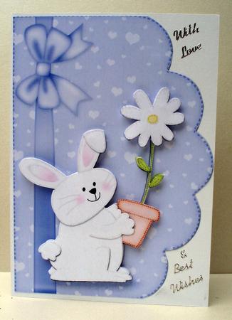 A5 Little Bunny Boy Felties Scalloped Edge N 3D Decoupage by Audrey Brown clifford
