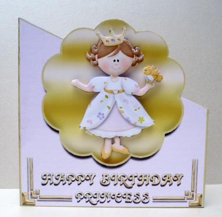 Happy Birthday Princess Diagonal Over the Edge Card by Audrey Brown clifford