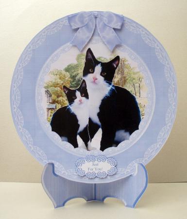 Casper Kitty Black & White Cats Plate Card, Stand & Senti by Audrey Brown clifford