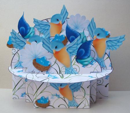 Blue Birds 3D Shelf Card Kit by Audrey Brown clifford