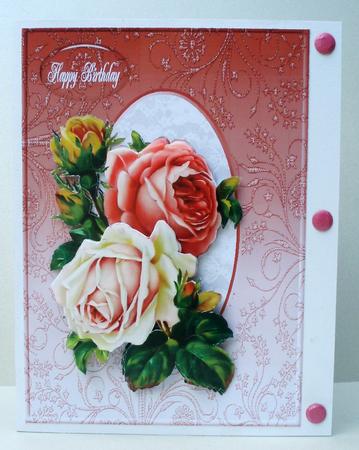 Cream Pink Roses by Audrey Brown clifford