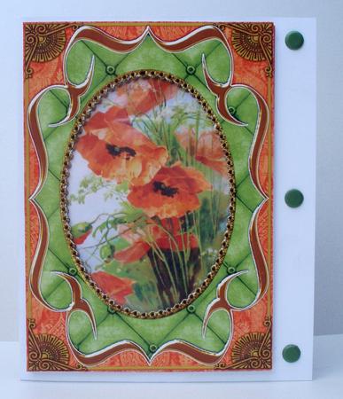 Poppies Fancy Bracket 7x5in Picture Card Front and Frame by Audrey Brown clifford