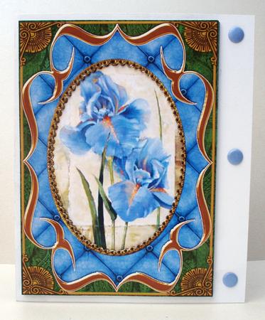 Blue Iris Fancy Bracket 7x5in Picture Card Front Frame by Audrey Brown clifford
