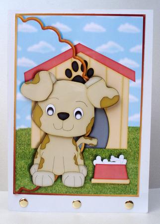 Cute Brown Puppy Scalloped Edge Envelope Card by Audrey Brown clifford