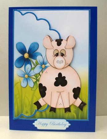 Floral Piggie Envelope Cardfront by Audrey Brown clifford