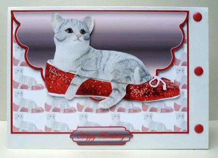 Kitty on Glitter Envelope Cardfront by Audrey Brown clifford