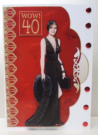 Glamour at 40 Scalloped Card Front by Audrey Brown clifford