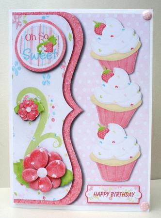 Happy Birthday Oh So Sweet Cupcake Mock Envelope Card Front by Audrey Brown clifford