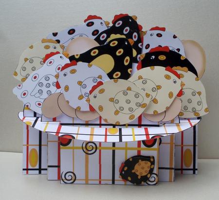 Funky Chickens 3D Shelf Card Kit by Audrey Brown clifford