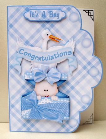 Gods Gift - New Baby Boy Scallop Edge Card Front by Audrey Brown clifford