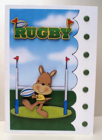 Rugby Kangaroo Card Front by Audrey Brown clifford