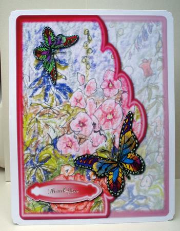 Butterflies on the Hollyhocks Mock Envelope Topper by Audrey Brown clifford
