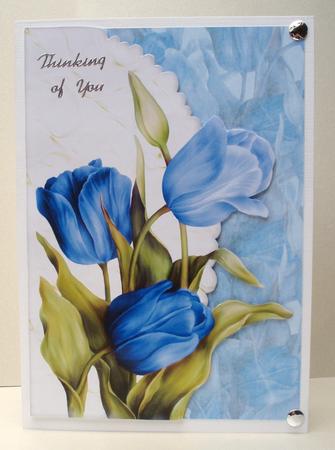 Blue Tulips Crinkle Envelope Card by Audrey Brown clifford