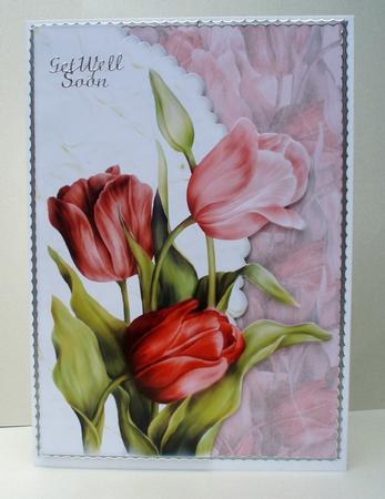 Red Tulips Crinkle Envelope Card by Audrey Brown clifford
