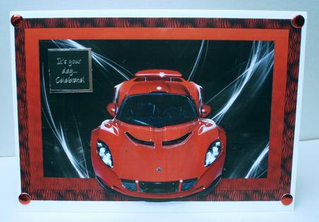 Fire Red Lotus Elise on Abstract Background by Audrey Brown clifford