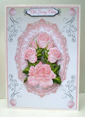 Rambling Roses A5 Card Front with Step by Step by Audrey Brown clifford