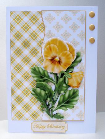 Yellow Pansy Cardfront by Audrey Brown clifford