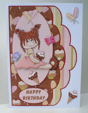 Ice cream Girl Decoupage Topper by Audrey Brown clifford