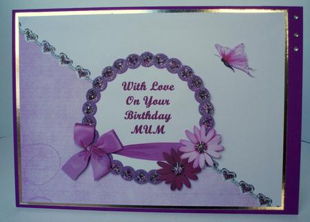 Pink Flowers on Jewelled Frame by Audrey Brown clifford