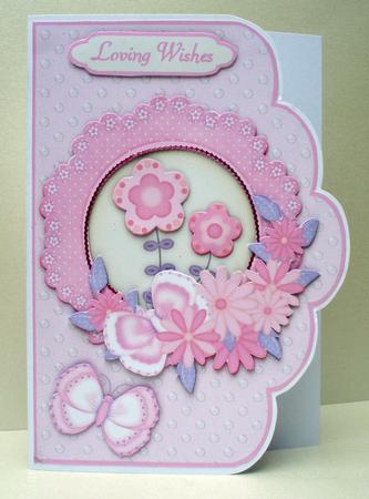 Spring Fancy in the Pink Scallop Card Front by Audrey Brown clifford