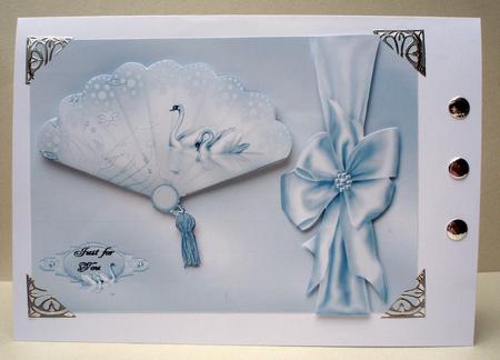 Pale Blue Swan Fan Card by Audrey Brown clifford