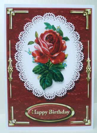 Vintage Red Rose Card Front with Various Sentiments by Audrey Brown clifford