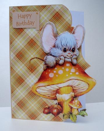 Toad Stool Mouse Card Front by Audrey Brown clifford