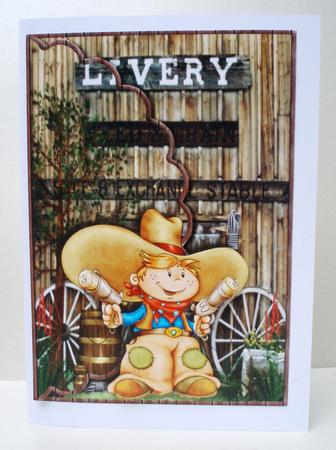 Cute Cowboy Scalloped Edge Envelope Card by Audrey Brown clifford