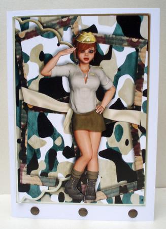 Soldier Girl Scalloped Edge Envelope Card by Audrey Brown clifford