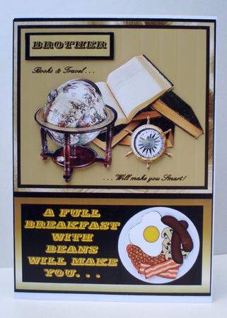 Books, Travel & Breakfast, Fun Card Front & Decoupage by Audrey Brown clifford