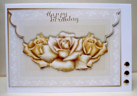 Cream Antique Roses Scalloped Edge Envelope Card by Audrey Brown clifford