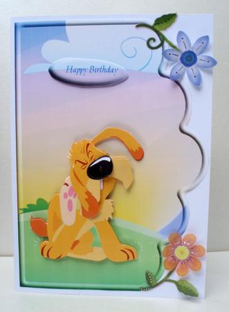 Dogs Day Scallope Curve Card with Decoupage by Audrey Brown clifford