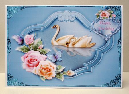 Rosy Swans with Decoupage by Audrey Brown clifford
