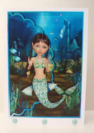 Mermaid Scalloped Edge Envelope Card by Audrey Brown clifford