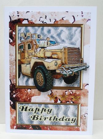 Military Desert Truck Card Front by Audrey Brown clifford