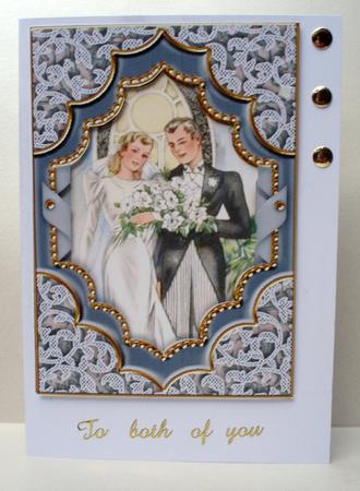Bride and Groom Ornate 7x5inch Picture Card Front and Frame by Audrey Brown clifford