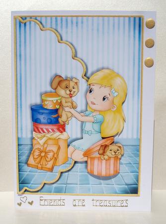 Puppy Surprise Scalloped Edge Envelope Card by Audrey Brown clifford