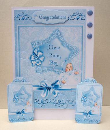 New Baby Boy Pocket Card with Tags by Audrey Brown clifford