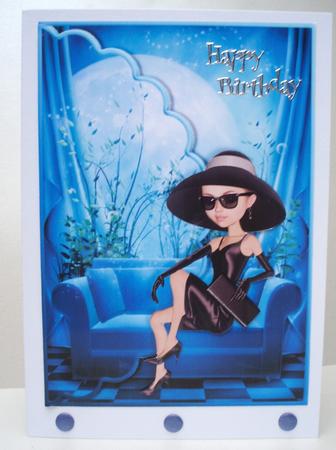 Elegance Blue Scalloped Edge Envelope Card by Audrey Brown clifford