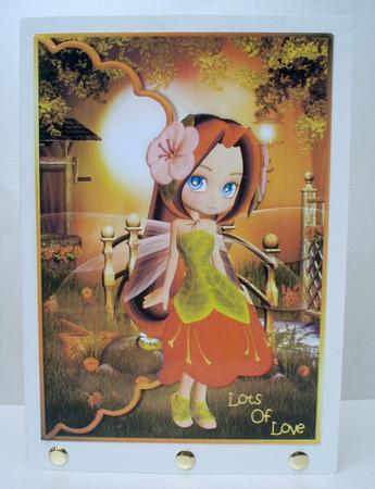 Cute Cookie Orange Blossom in Sunset Scalloped Envelope Card by Audrey Brown clifford