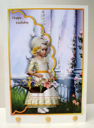 Picking Flowers Scalloped Edge Envelope Card by Audrey Brown clifford