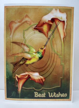 Humming Bird Card Front by Audrey Brown clifford
