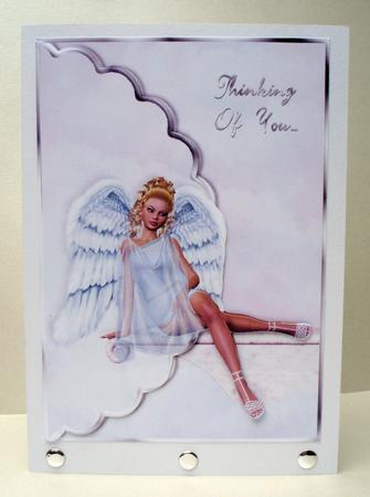 Thinking of You Angel Scalloped Edge Envelope Card by Audrey Brown clifford