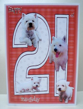 Westie 21st Birthday Card by Audrey Brown clifford