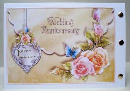 Butterflies and Roses Anniversary Scalloped Envelope Card by Audrey Brown clifford